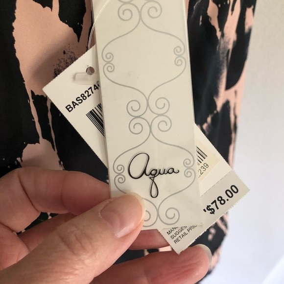 Aqua Silk Tank Top Tiered Hem Medium Black Peach - Picture 3 of 7